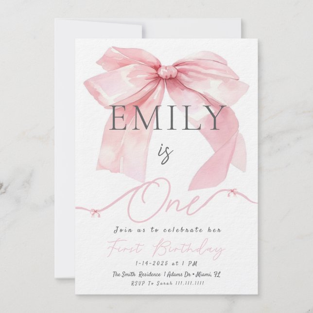 Rosa Bow-inbjudan Inbjudningar (Framsida)