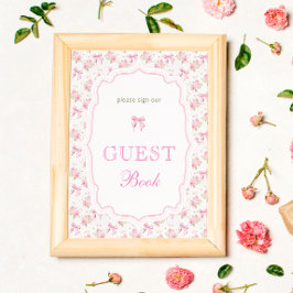Rosa Bow Kärlek Shack Baby Shower Guest Bok Poster