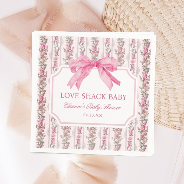 Rosa Bow Kärlek Shack Baby Shower Pappersservett (Skapare uppladdad)