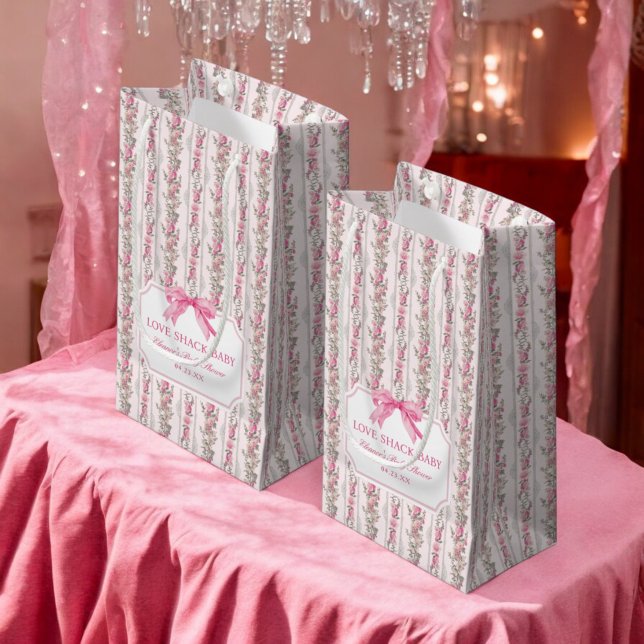Rosa Bow Kärlek Shack Baby Shower Small Gift Bag (Skapare uppladdad)