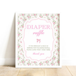 Rosa Bow Kärlek Shack Cute Shower Diaper Raffle Poster