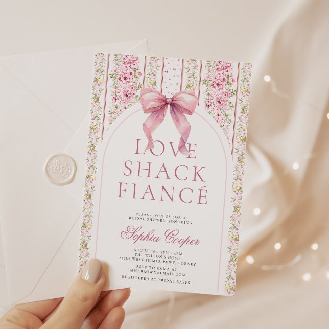 Rosa Bow Kärlek Shack Fiance Möhippa Inbjudningar (Skapare uppladdad)
