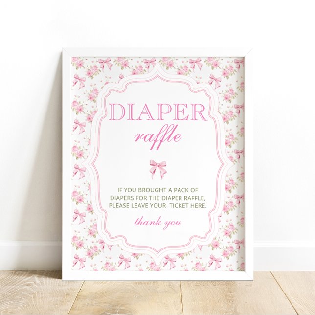 Rosa Bow Kärlek Shack Girl Shower Raffle Poster (Skapare uppladdad)