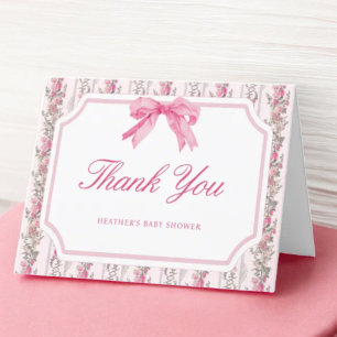Rosa Bow Kärlek Shack Girly Baby Shower Tack Kort