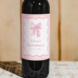 Rosa Bow knyter knuten Sängkammaraktivitet inför b Vinflaska Etikett