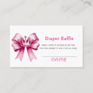 Rosa Bow & Krona Baby Shower Diaper Raffle Visitkort