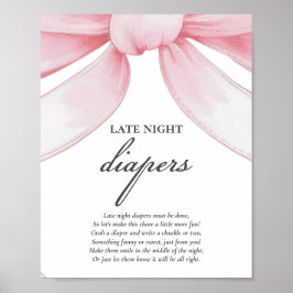Rosa Bow Late Late Night Diaper Baby Shower Game Poster