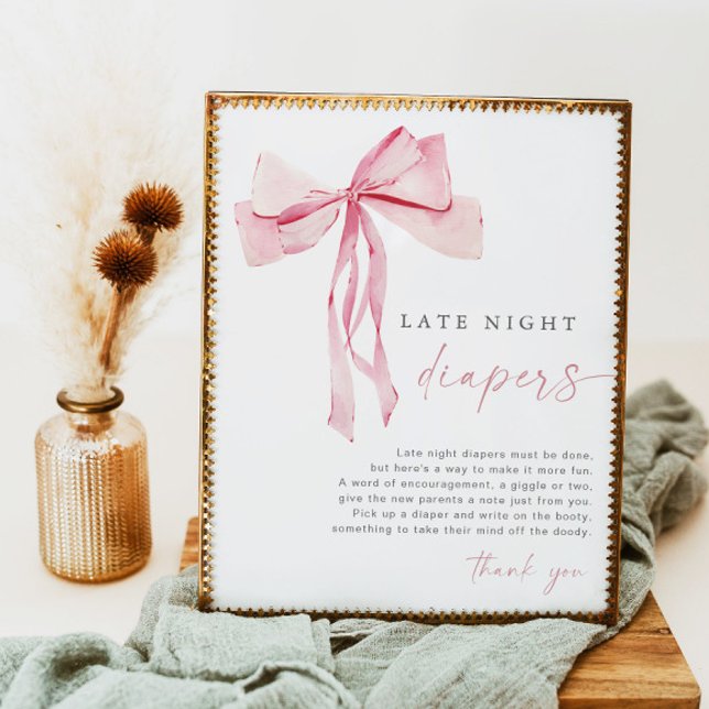 Rosa Bow Late Night Diaper Game Sign Girl  Poster (Skapare uppladdad)