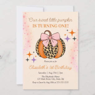 Rosa Bow Leopard Little Sweet Pumpkin Birthday Inbjudningar