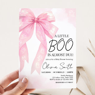 Rosa Bow Little Boo Baby Shower Inbjudningar