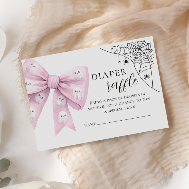 Rosa Bow Little Boo Baby Shower Raffle Tilläggskort (Skapare uppladdad)