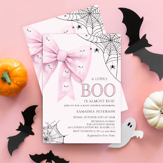 Rosa Bow Little Boo Ghost Baby Shower-inbjudan Inbjudningar