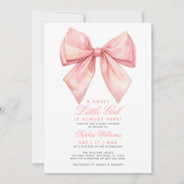  Rosa Bow Little Girl Baby Shower-inbjudan Inbjudningar