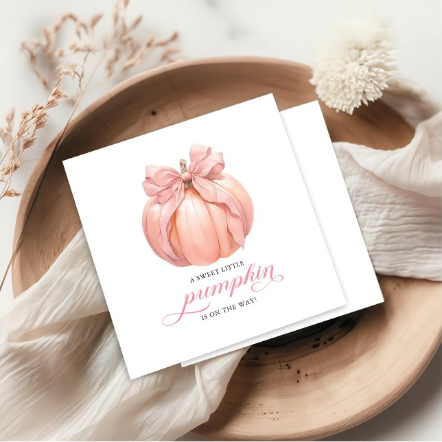 Rosa Bow Little Pumpkin Baby Shower Napkins Pappersservett (Skapare uppladdad)