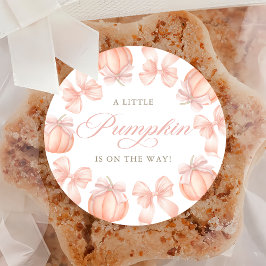 Rosa Bow Little Pumpkin Baby Shower Sticker Runt Klistermärke