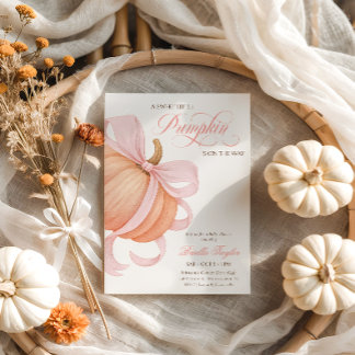 Rosa Bow Little Pumpkin Elegant Baby Shower Inbjudningar