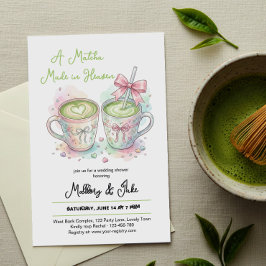 Rosa Bow Matcha Made in Heaven Bröllopsdusch Inbjudningar