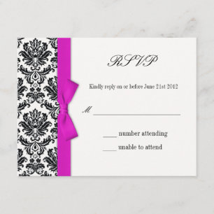 Rosa Bow med OSA-svarskort från Damask Wedding OSA Kort