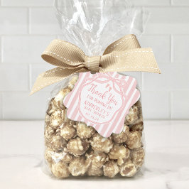 Rosa Bow med Rand Popcorn Baby Shower Gåvor Etiketter