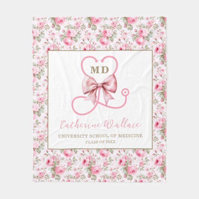 Rosa Bow Med School Studenten Fleecefilt (Framsidan)
