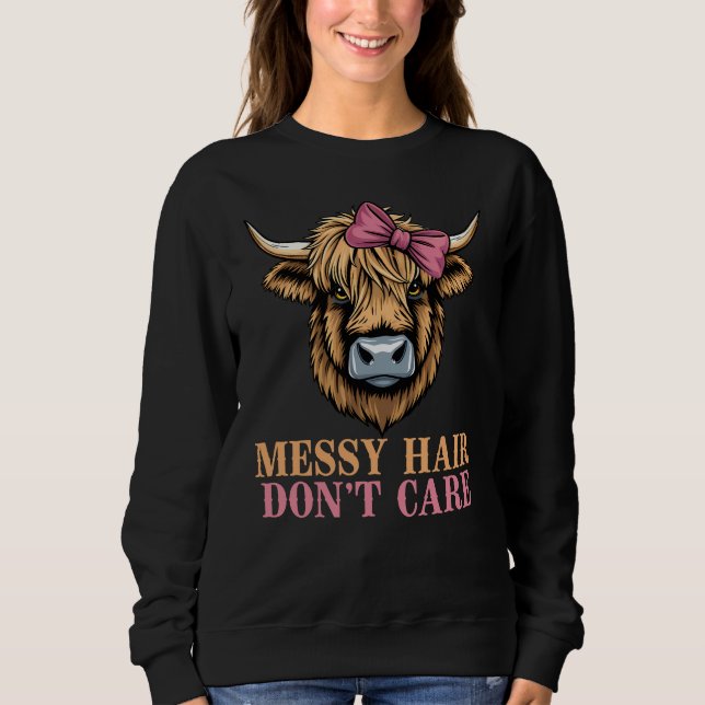 Rosa Bow, Messy Hair bryr sig inte T Shirt (Framsida)