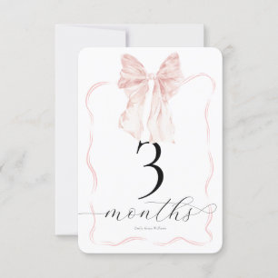 Rosa Bow Milestone-kort med fotopatruppen Baby - 3 Inbjudningar