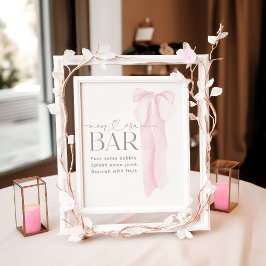 Rosa Bow minimalist Baby Shower Momosa Pub Poster