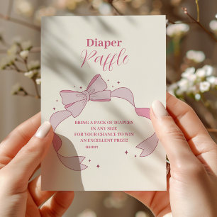 Rosa Bow Minimalist Girl Baby Showe Raffle Diapper Tilläggskort