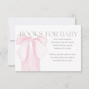 Rosa Bow Minimalist Girl Baby Shower Bokar Inbjudningar