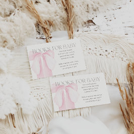 Rosa Bow Minimalist Girl Baby Shower Bokar Tilläggskort