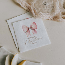 Rosa Bow minimalist Girl Baby Shower Pappersservett