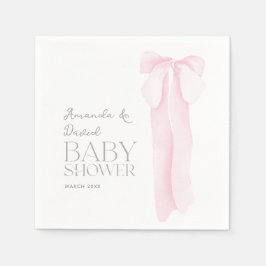 Rosa Bow minimalist Girl Baby Shower Pappersservett