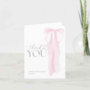 Rosa Bow minimalist Girl Baby Shower Tack Kort