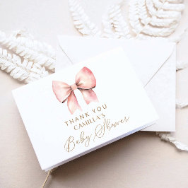Rosa Bow minimalist Girl Baby Shower Tack Kort