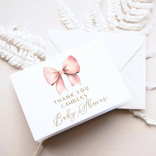 Rosa Bow minimalist Girl Baby Shower Tack Kort