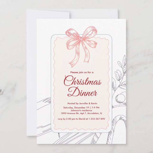 Rosa Bow - minimalistisk konsthandling Julkort (Framsida)