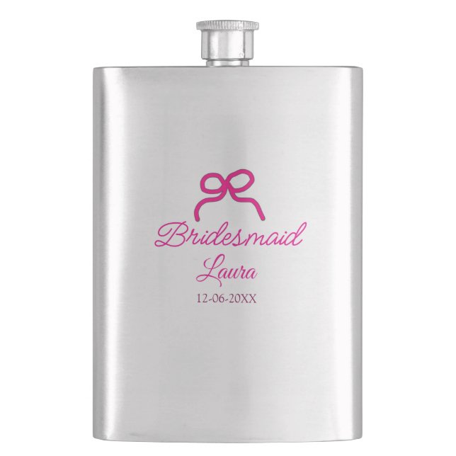 ROSA BOW minsta antal namn bridesmaid-presentår Fickplunta (Framsidan)