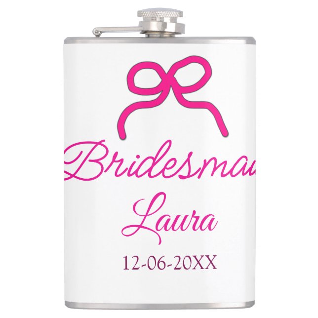 ROSA BOW minsta antal namn bridesmaid-presentår Fickplunta (Framsidan)