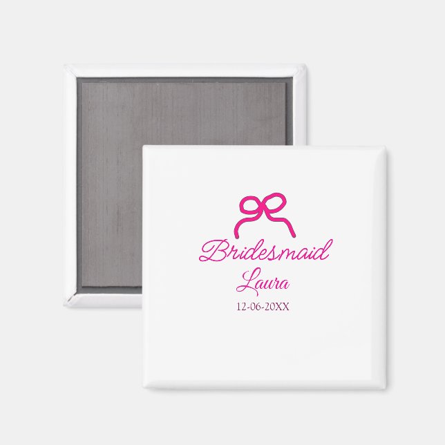 ROSA BOW minsta antal namn bridesmaid-presentår Magnet (Front/Back)