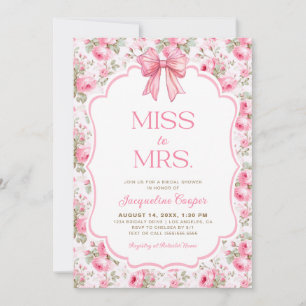 Rosa Bow Miss till Mrs Möhippa Inbjudningar