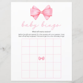 Rosa Bow Modern Baby Shower Bingo Game