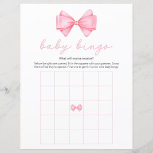 Rosa Bow Modern Baby Shower Bingo Game