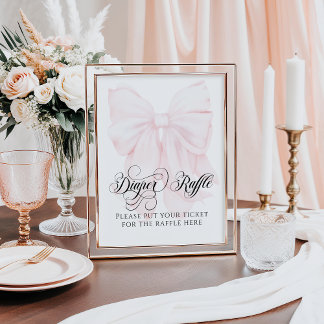 Rosa Bow Modern Baby Shower Diaper Raffle Poster