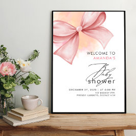 Rosa Bow Modern Baby Shower Poster