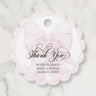 Rosa Bow Modern Elegant Girl Baby Shower Gåvor Etiketter