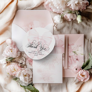 Rosa Bow Modern Elegant Girl Baby Shower Runt Klistermärke