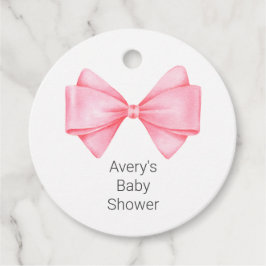 Rosa Bow Modern Girl Baby Shower Gåvor Etiketter