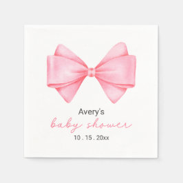 Rosa Bow Modern Girl Baby Shower Napkins Pappersservett