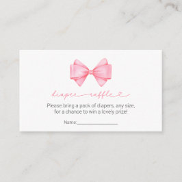 Rosa Bow Modern Girl Baby Shower Raffle Tilläggskort