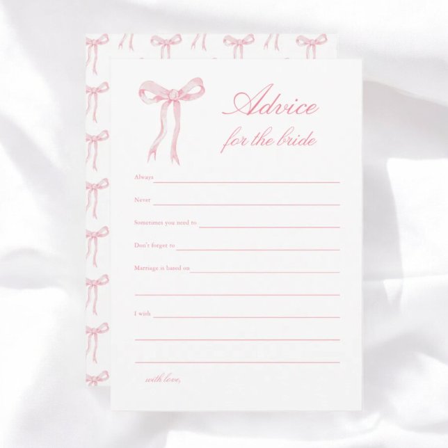 Rosa Bow Möhippa Advice for Bride Rådkort (Skapare uppladdad)